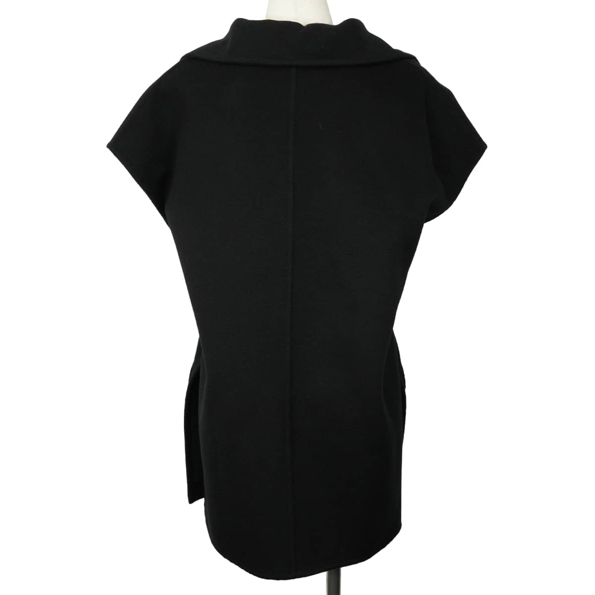 HERMES Vests Gilet with collar belt and zip-up Noir (Black) Cashmere #34 Silver HW 2H0132DA[ALMOST NEW][Authentic]