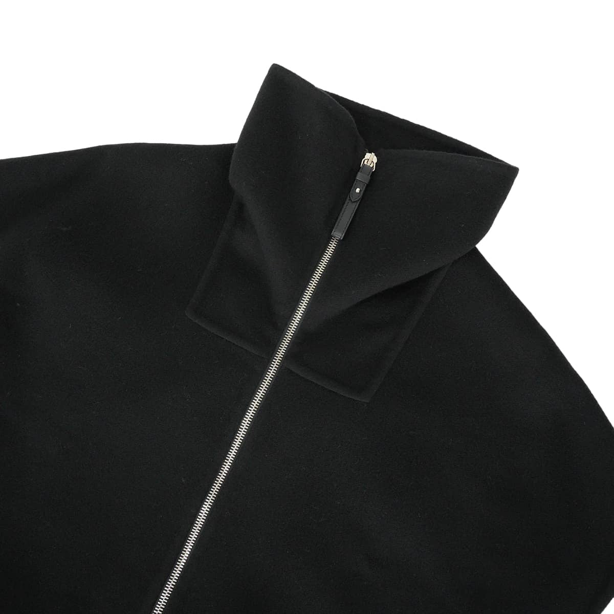 HERMES Vests Gilet with collar belt and zip-up Noir (Black) Cashmere #34 Silver HW 2H0132DA[ALMOST NEW][Authentic]