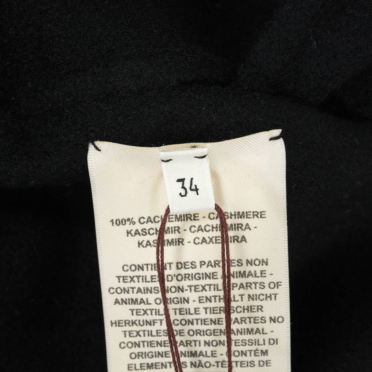 HERMES Vests Gilet with collar belt and zip-up Noir (Black) Cashmere #34 Silver HW 2H0132DA[ALMOST NEW][Authentic]