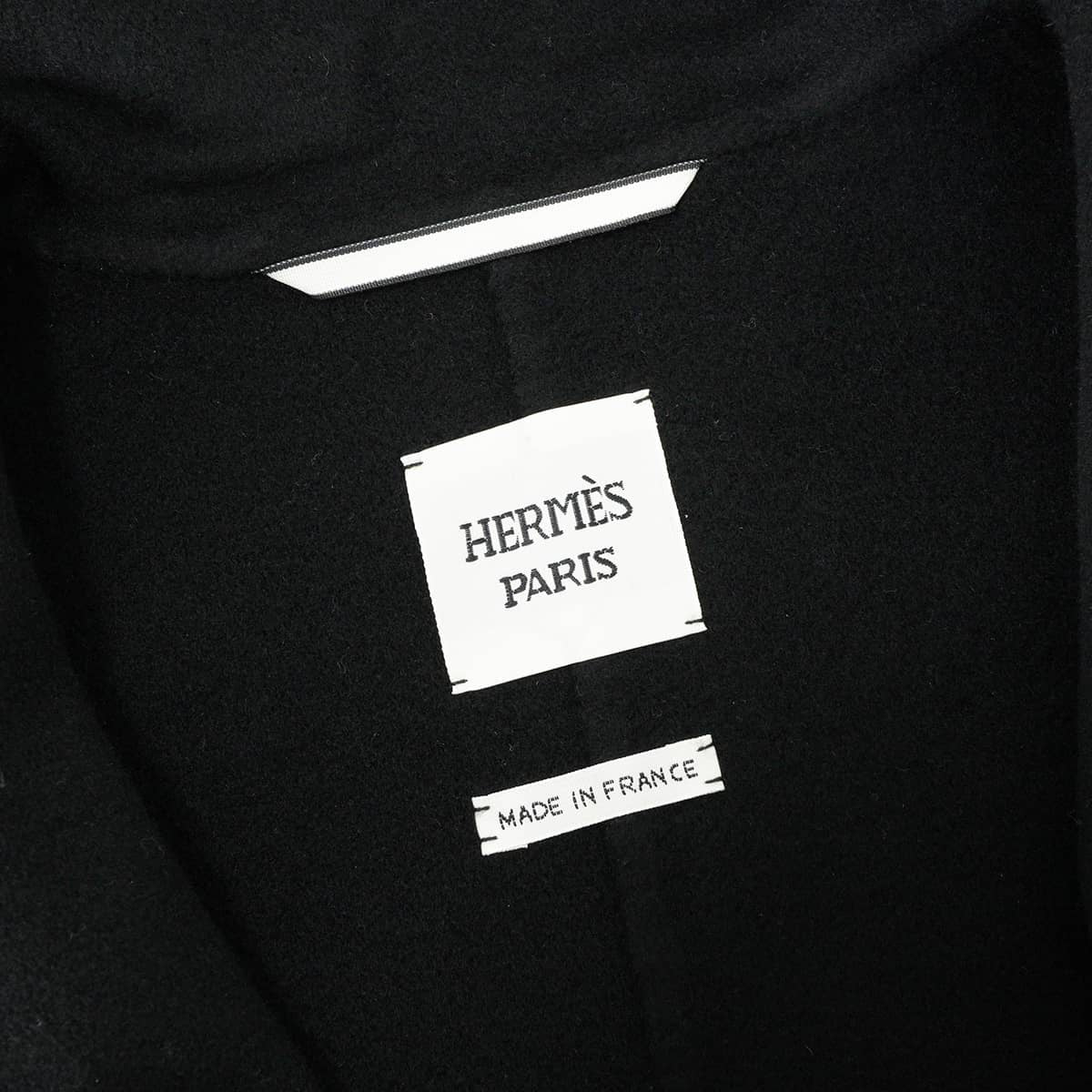 HERMES Vests Gilet with collar belt and zip-up Noir (Black) Cashmere #34 Silver HW 2H0132DA[ALMOST NEW][Authentic]