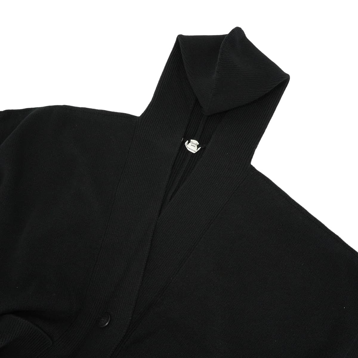 HERMES Cardigan short-sleeved vest Sellier button hoodie Noir (Black) Cashmere #TU[EXCELLENT][Authentic]