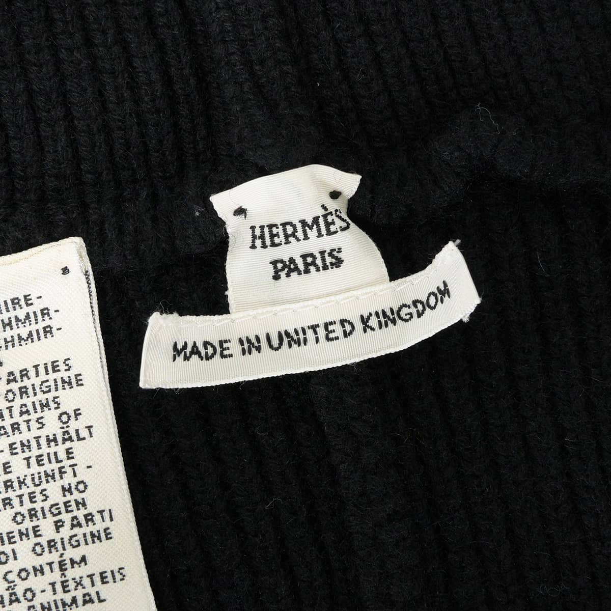 HERMES Cardigan short-sleeved vest Sellier button hoodie Noir (Black) Cashmere #TU[EXCELLENT][Authentic]