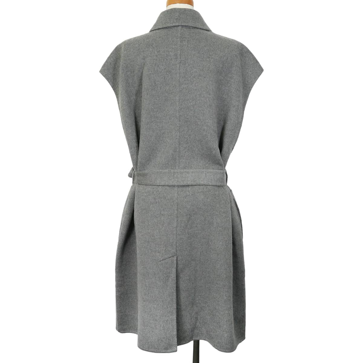 HERMES Vests Double-faced Crude Cell with belt Grey Cashmere #44 4H0101DA[EXCELLENT][Authentic]