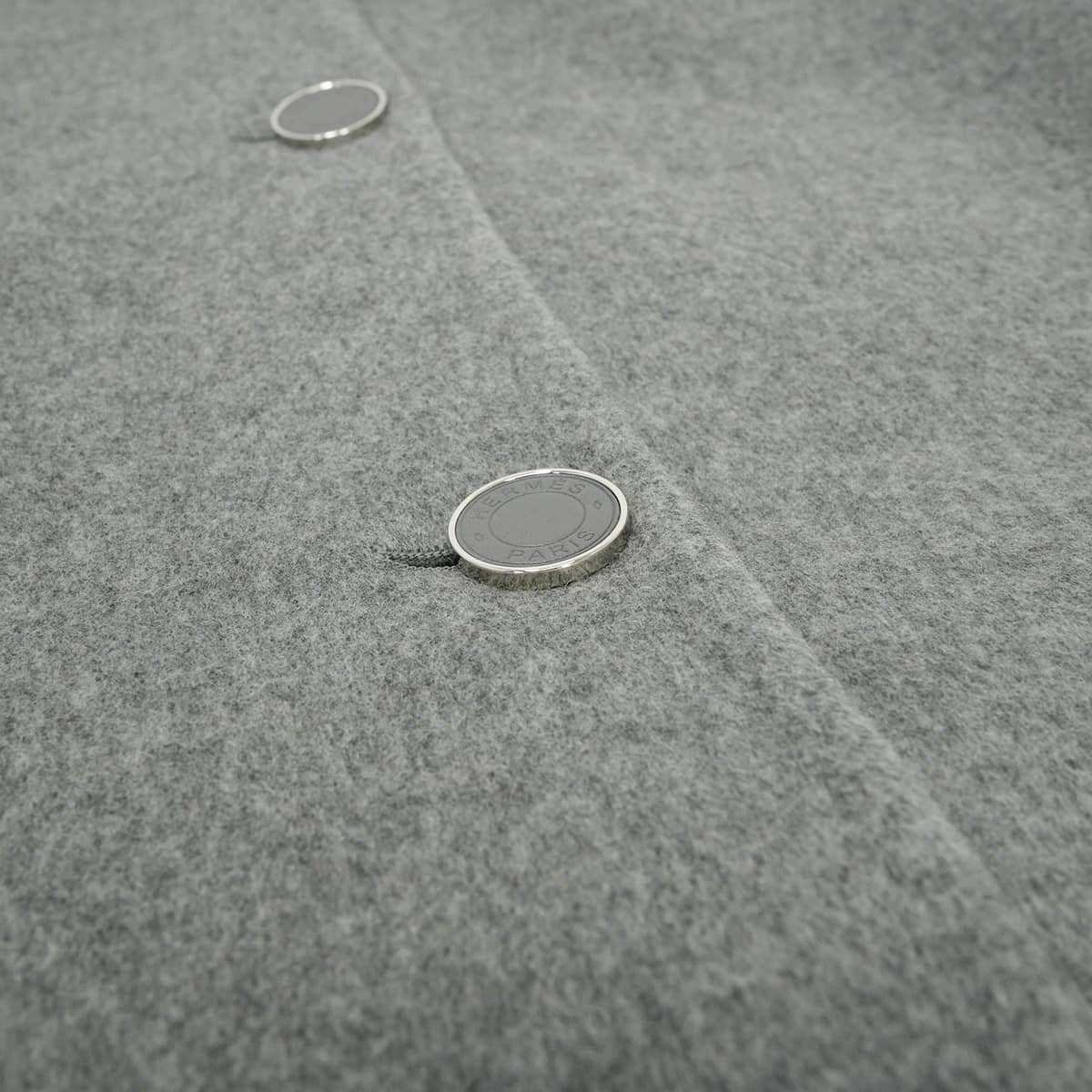 HERMES Vests Double-faced Crude Cell with belt Grey Cashmere #44 4H0101DA[EXCELLENT][Authentic]