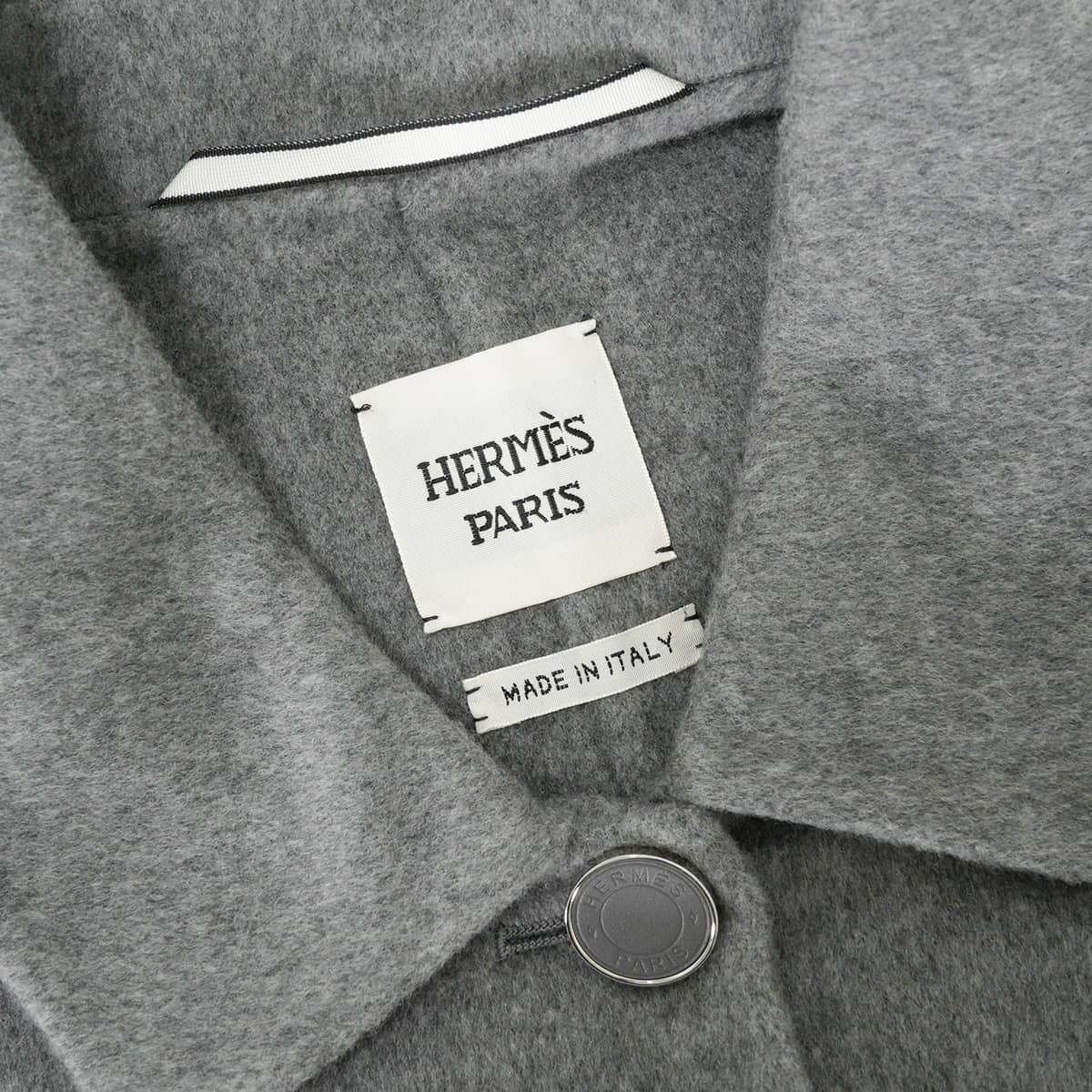 HERMES Vests Double-faced Crude Cell with belt Grey Cashmere #44 4H0101DA[EXCELLENT][Authentic]