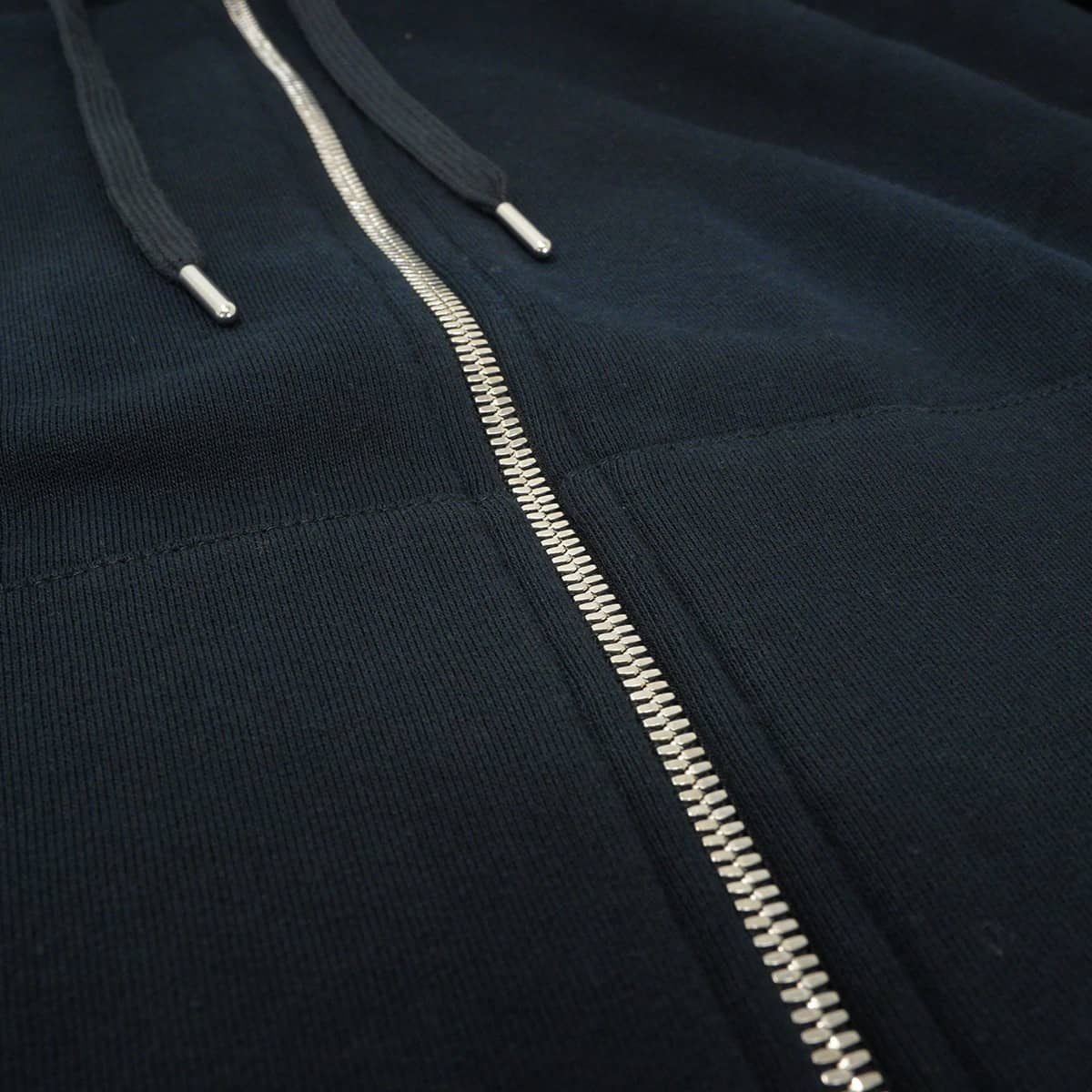 2025AW HERMES Hooded sweatshirt Long-sleeved zip-up hoodie by Ex-Libris with back print Navy Cotton100% #XL H567765HA01ME[EXCELLENT][Authentic]