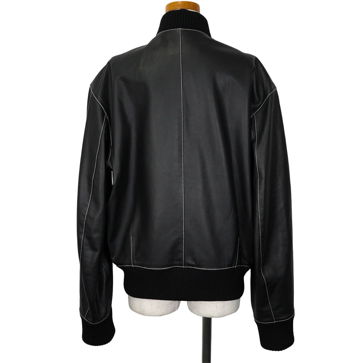 HERMES Rider jacket Men's Collarless Blouson Jacket with Empreinte Stitching Noir (Black) Vauxport #48 Silver HW H653320HD[EXCELLENT][Authentic]