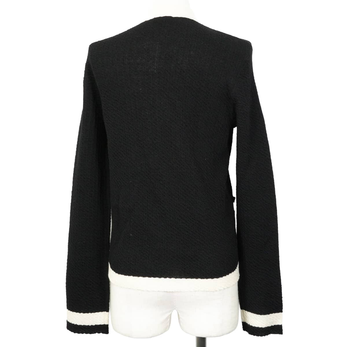 Pret-a-Porter Collection CHANEL Cardigan Women's two-tone Noir (Black)/Blanc (White) Wool #40 P78413[EXCELLENT][Authentic]