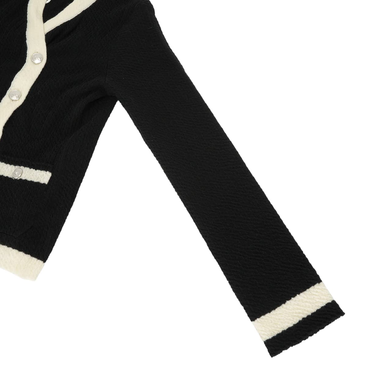 Pret-a-Porter Collection CHANEL Cardigan Women's two-tone Noir (Black)/Blanc (White) Wool #40 P78413[EXCELLENT][Authentic]