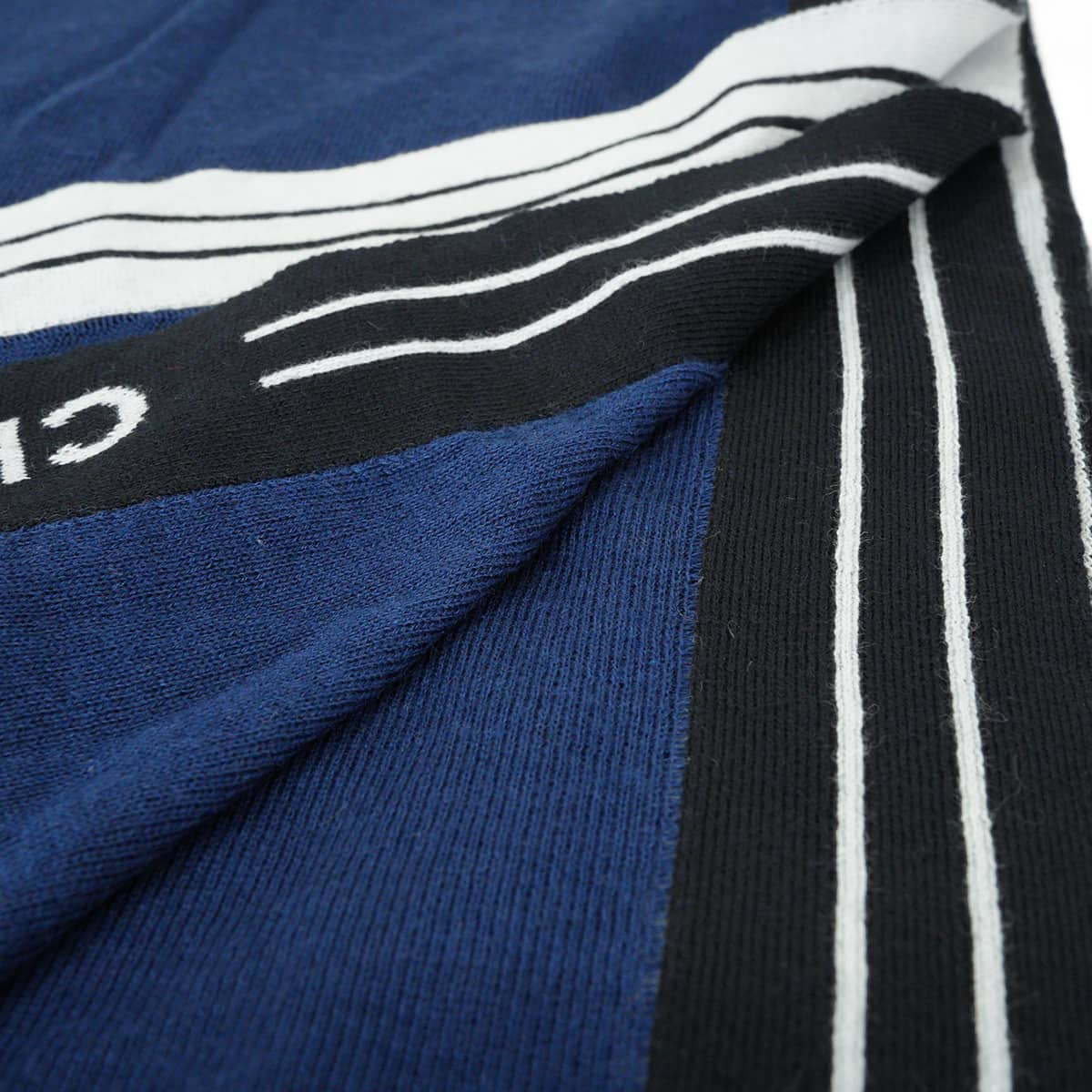 [Pre-loved] CHANEL Stall Large Logo Navy/Noir (Black) Cashmere/Cotton/Silk G20[LIKE NEW][Authentic]
