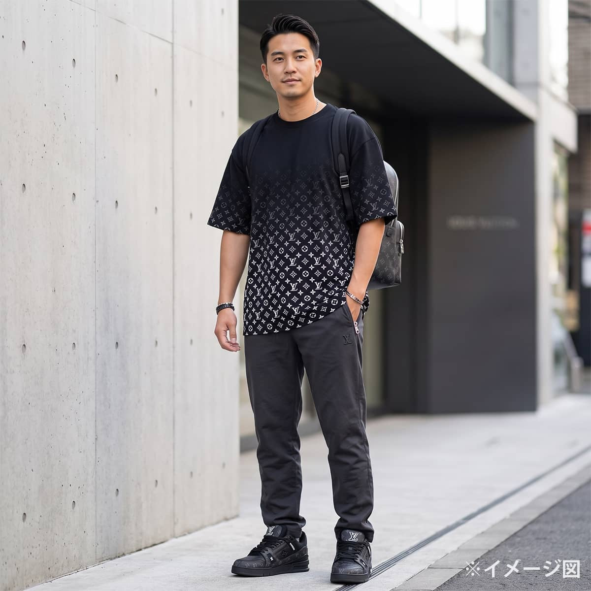 2023SS LOUIS VUITTON Short sleeve t shirt Monogram Gradient Noir (Black)/Blanc (White) Cotton #XXL RM232Q[EXCELLENT][Authentic]