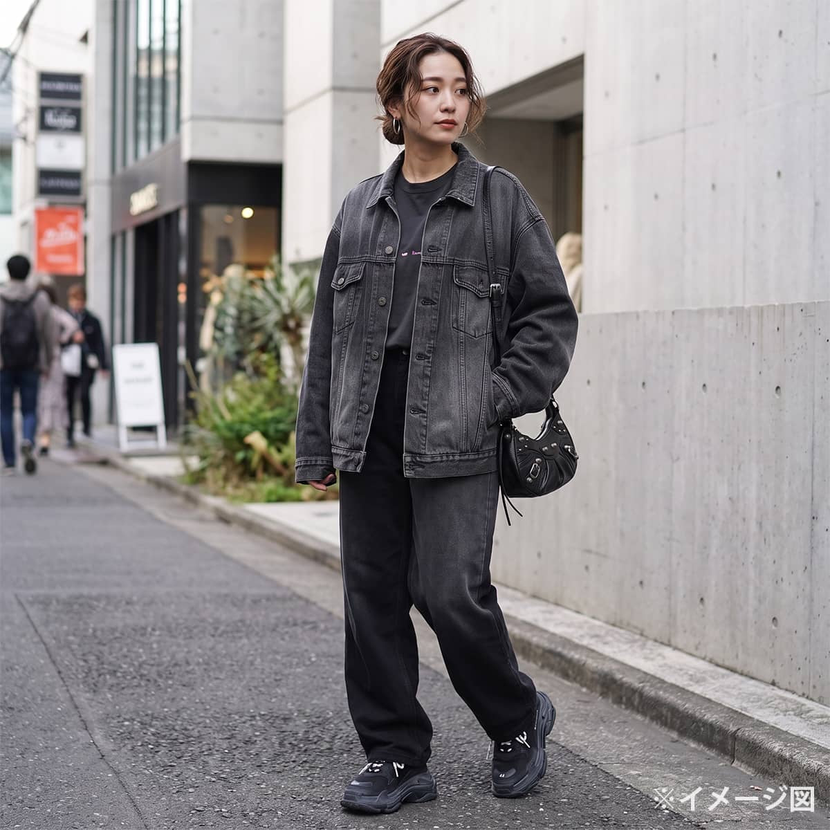 2017AW BALENCIAGA Denim jacket Women's Back Logo Grey Cotton #38 493609[EXCELLENT][Authentic]
