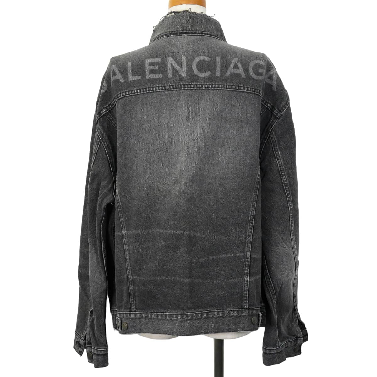 2017AW BALENCIAGA Denim jacket Women's Back Logo Grey Cotton #38 493609[EXCELLENT][Authentic]