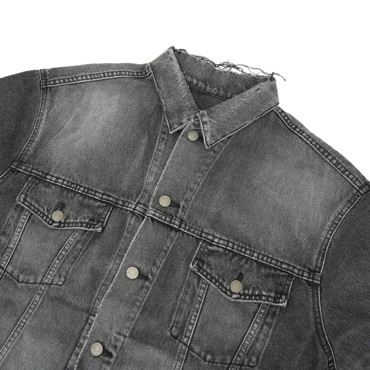2017AW BALENCIAGA Denim jacket Women's Back Logo Grey Cotton #38 493609[EXCELLENT][Authentic]