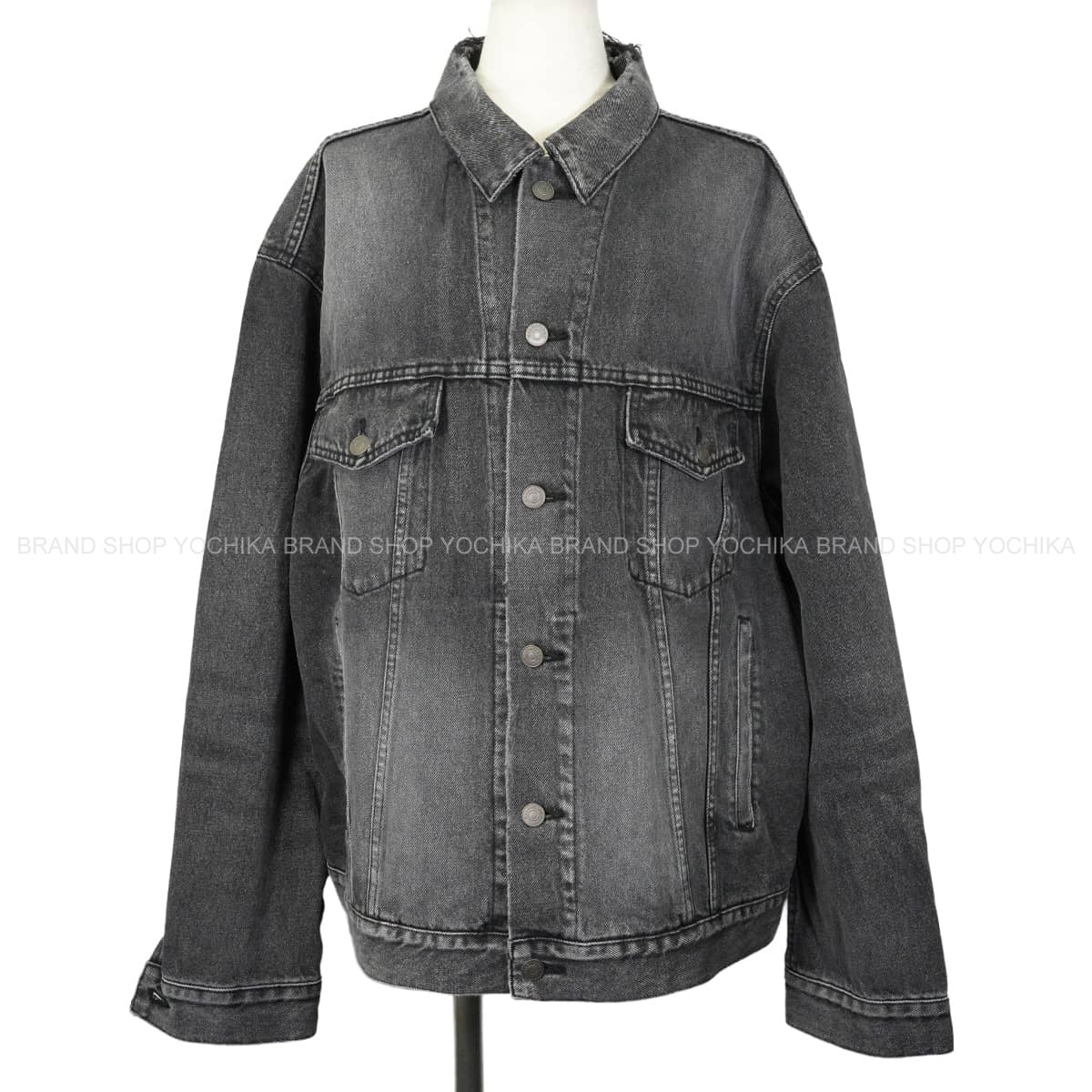 2017AW BALENCIAGA Denim jacket Women's Back Logo Grey Cotton #38 493609[EXCELLENT][Authentic]