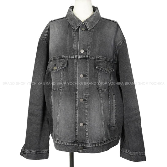 2017AW BALENCIAGA Denim jacket Women's Back Logo Grey Cotton #38 493609[EXCELLENT][Authentic]