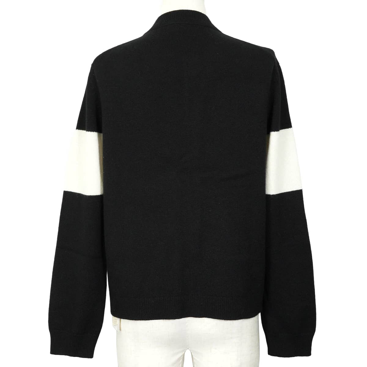 2021AW HERMES Cardigan Cardigan long-sleeved knit Brides de Gala Noir (Black)/Blanc (White) Cashmere #44[EXCELLENT][Authentic]
