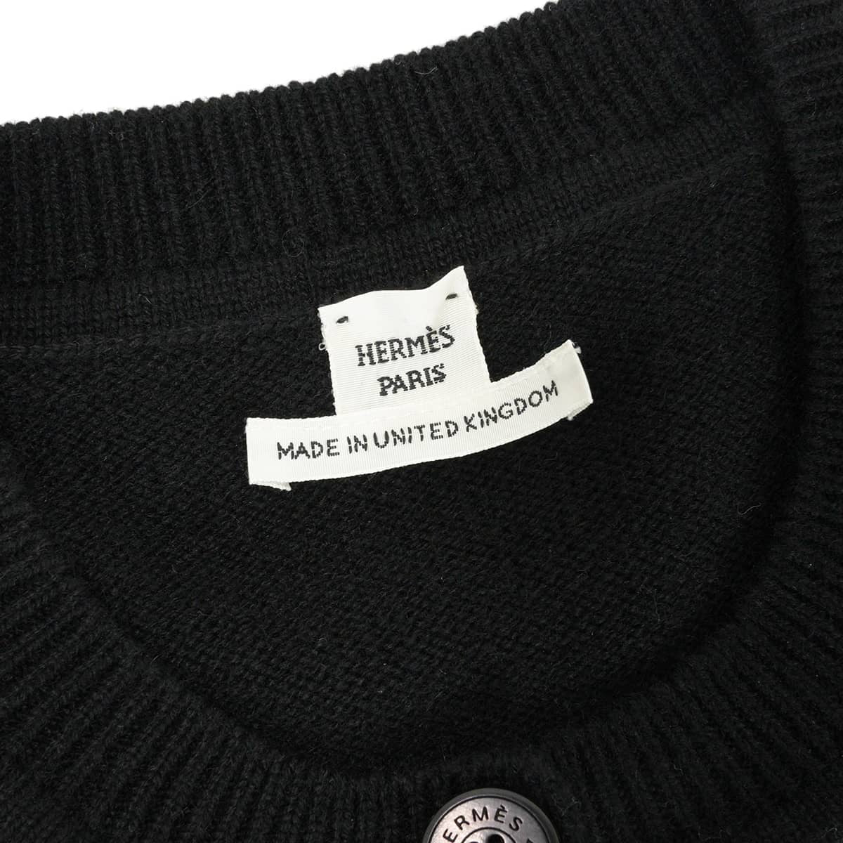 2021AW HERMES Cardigan Cardigan long-sleeved knit Brides de Gala Noir (Black)/Blanc (White) Cashmere #44[EXCELLENT][Authentic]