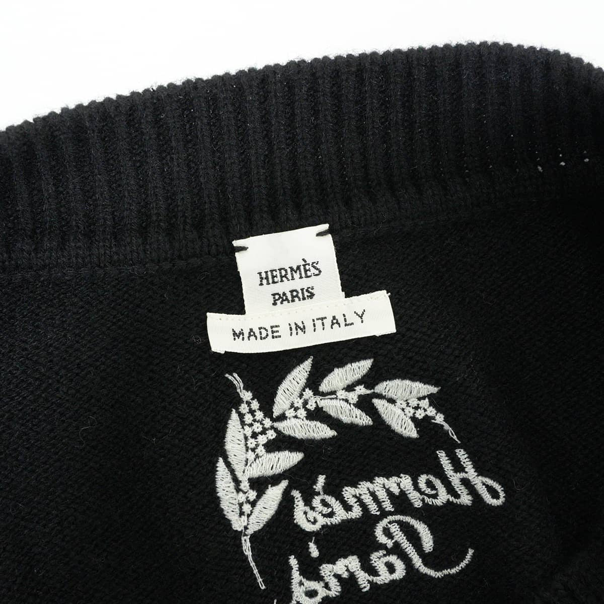 2022SS HERMES One‐piece dress Women's Dress Cricketis Noir (Black)/Blanc (White) Cashmere #38 2H2506D2[EXCELLENT][Authentic]