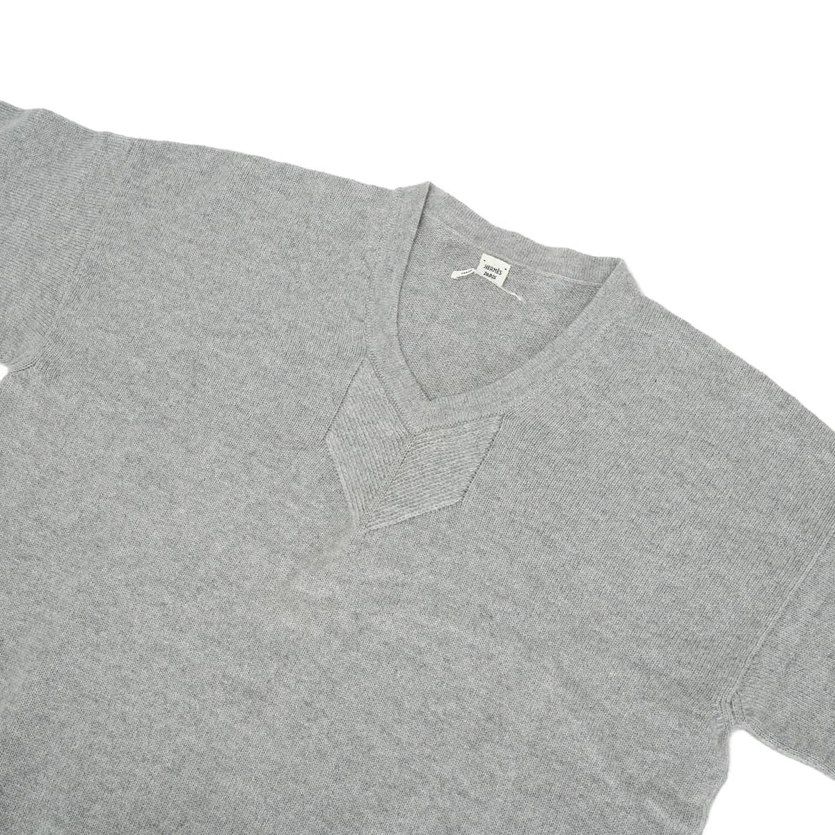 2018AW HERMES One‐piece dress Women's V-neck dress with H charm Grey Cashmere #44[EXCELLENT][Authentic]