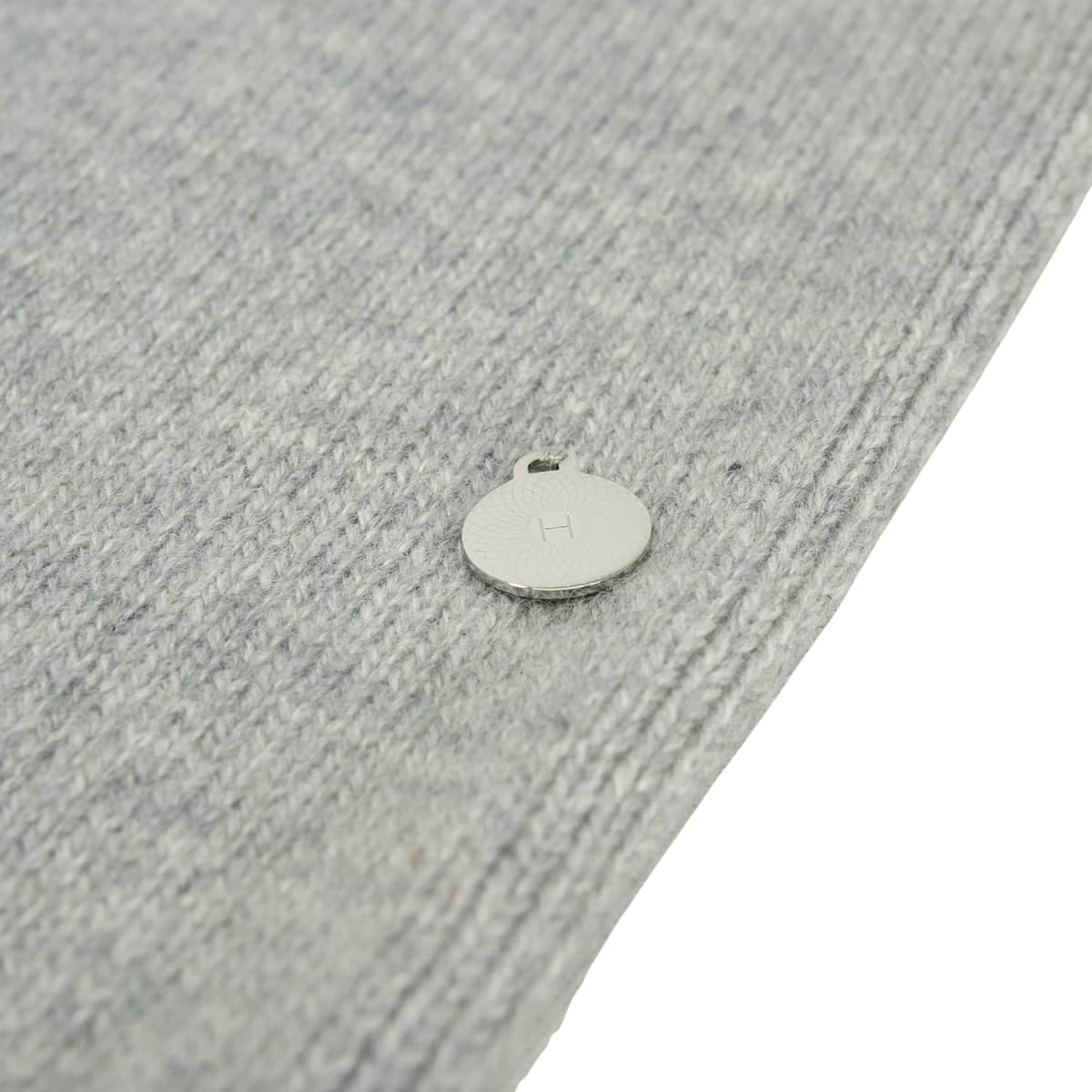 2018AW HERMES One‐piece dress Women's V-neck dress with H charm Grey Cashmere #44[EXCELLENT][Authentic]