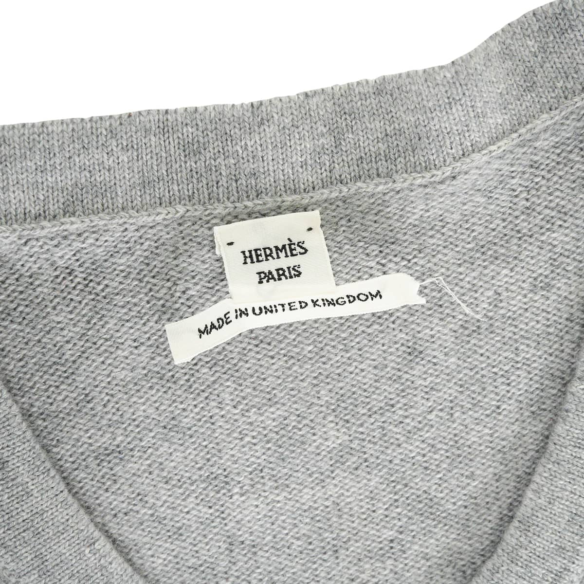 2018AW HERMES One‐piece dress Women's V-neck dress with H charm Grey Cashmere #44[EXCELLENT][Authentic]