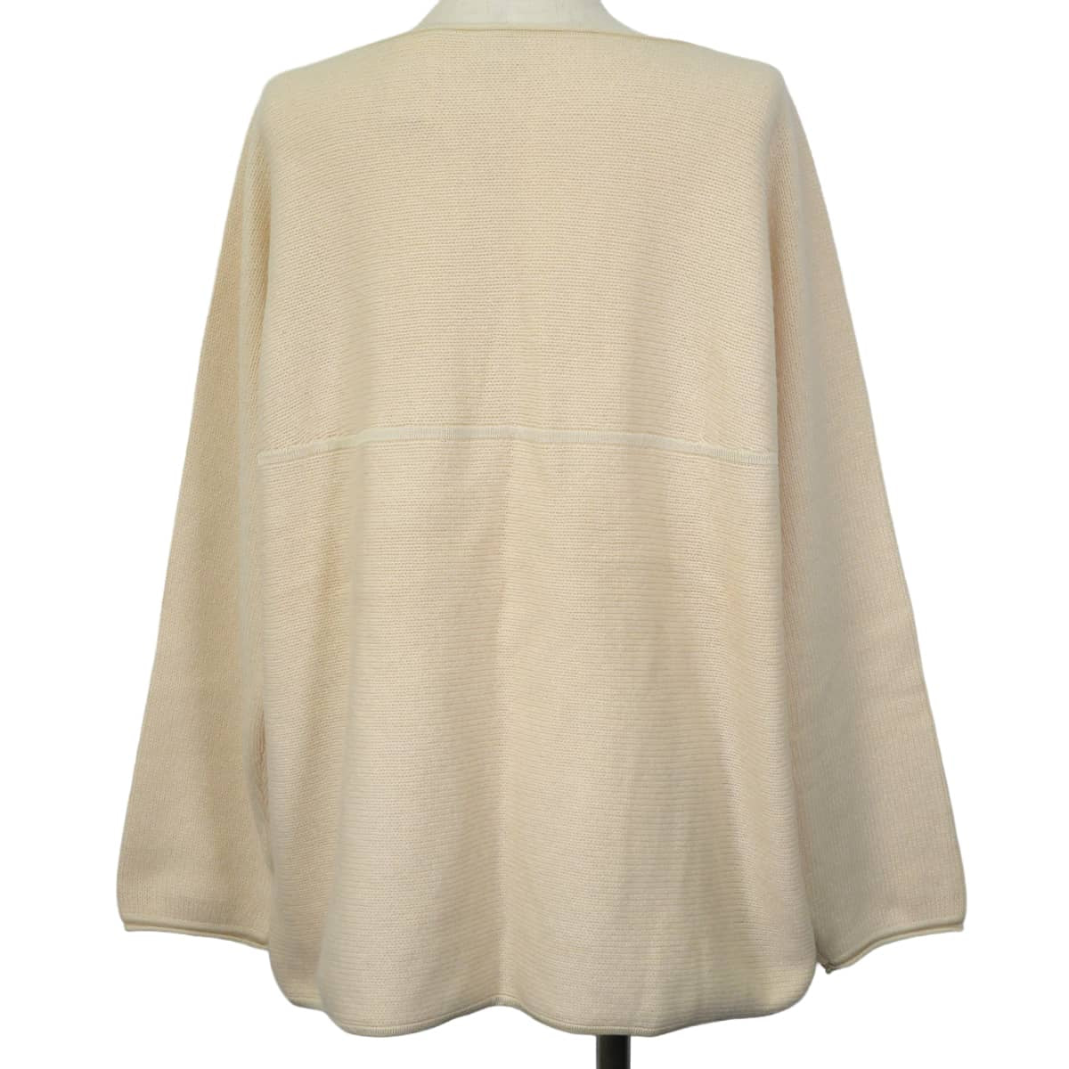 HERMES Sweater Women's Twillaine Long-Sleeve Sweater Boat Neck King Tiger Ivory Cashmere Mohair/Cotton #44[EXCELLENT][Authentic]