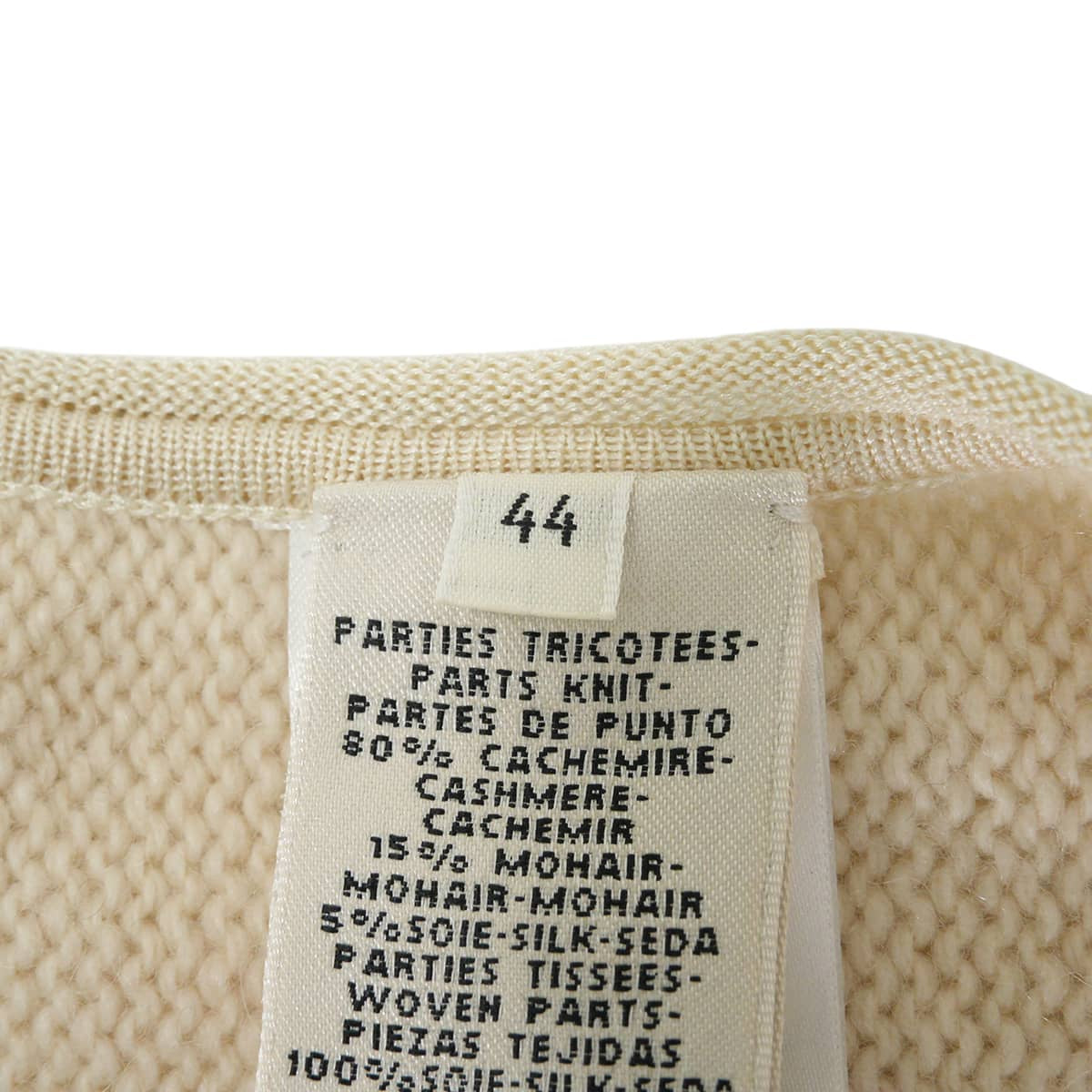 HERMES Sweater Women's Twillaine Long-Sleeve Sweater Boat Neck King Tiger Ivory Cashmere Mohair/Cotton #44[EXCELLENT][Authentic]