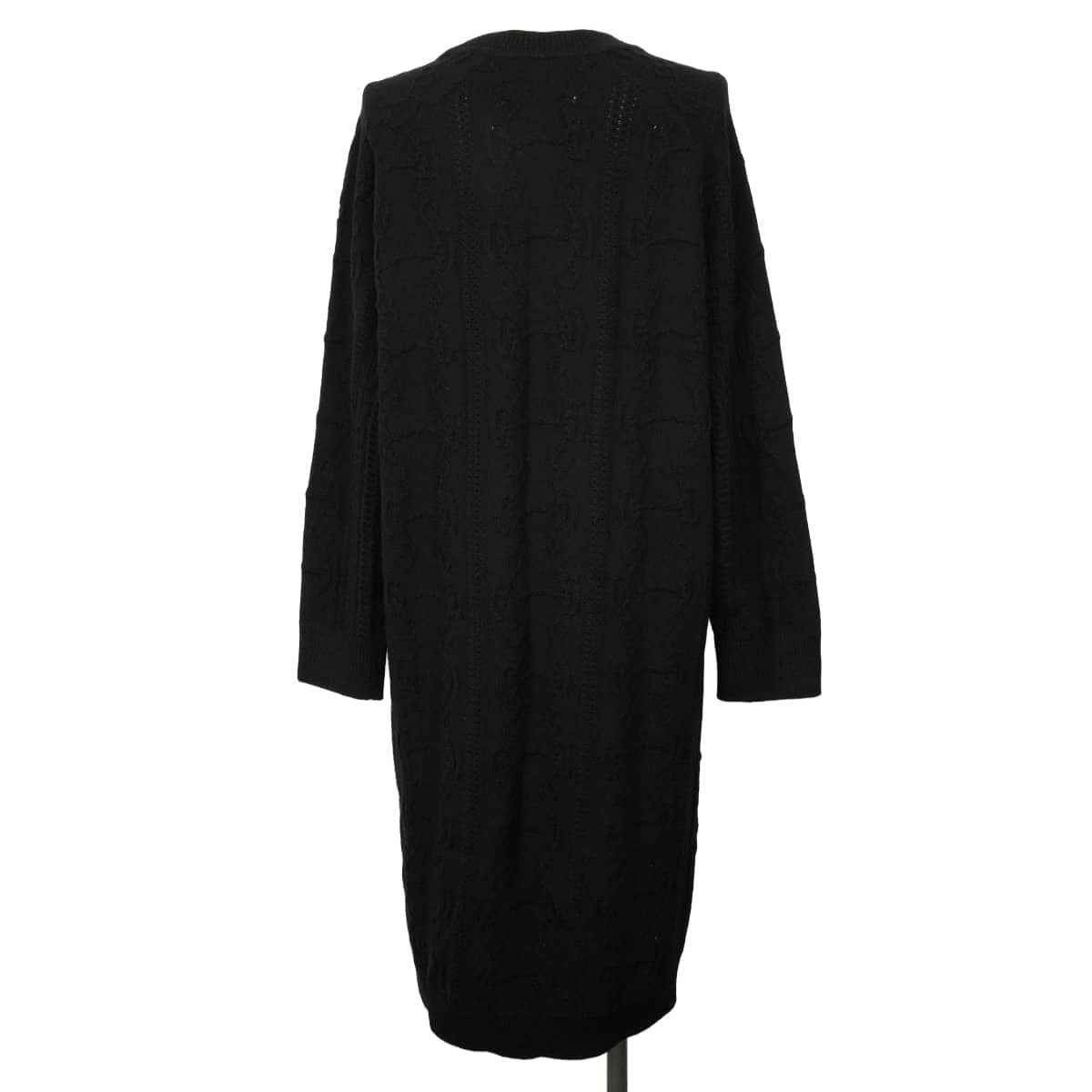 HERMES One‐piece dress Women's V-neck dress with horsebit detail Chaine d'Ancre design Noir (Black) Wool/Cashmere ＃44 2H2509D6[EXCELLENT][Authentic]