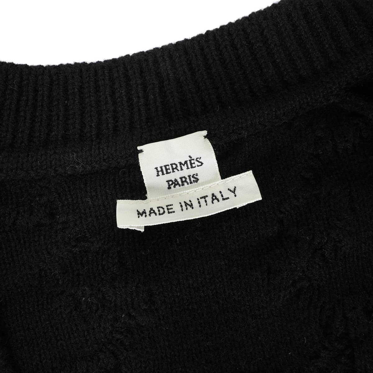 HERMES One‐piece dress Women's V-neck dress with horsebit detail Chaine d'Ancre design Noir (Black) Wool/Cashmere ＃44 2H2509D6[EXCELLENT][Authentic]