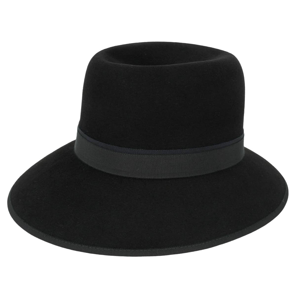 HERMES hat Fedora hat Nico Grosgrain #59 Noir (Black) Feutre(Felt) 162027N[EXCELLENT][Authentic]