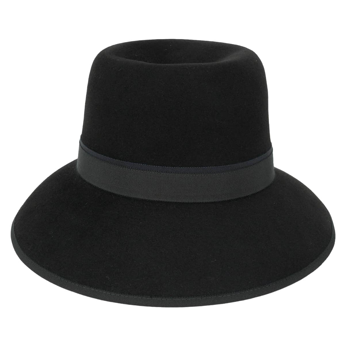 HERMES hat Fedora hat Nico Grosgrain #59 Noir (Black) Feutre(Felt) 162027N[EXCELLENT][Authentic]