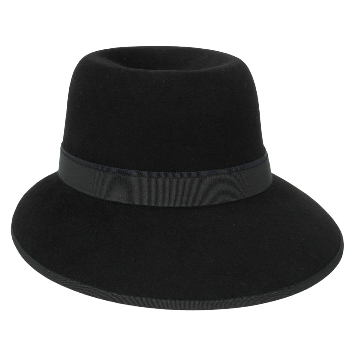 HERMES hat Fedora hat Nico Grosgrain #59 Noir (Black) Feutre(Felt) 162027N[EXCELLENT][Authentic]