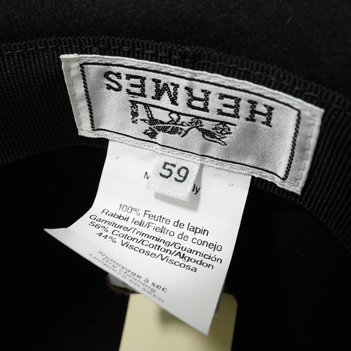 HERMES hat Fedora hat Nico Grosgrain #59 Noir (Black) Feutre(Felt) 162027N[EXCELLENT][Authentic]