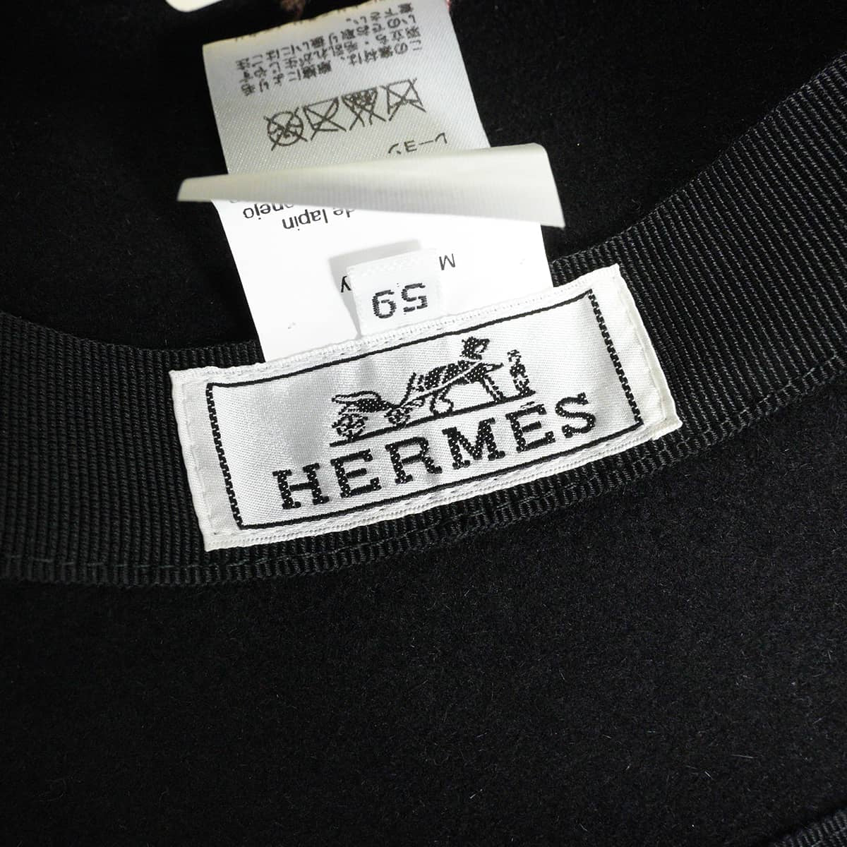 HERMES hat Fedora hat Nico Grosgrain #59 Noir (Black) Feutre(Felt) 162027N[EXCELLENT][Authentic]