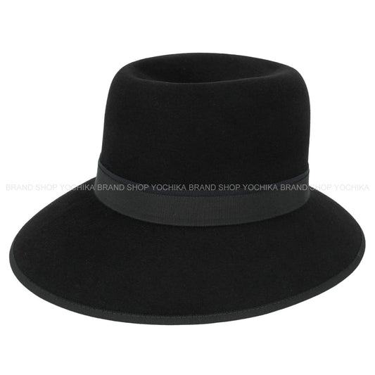 HERMES hat Fedora hat Nico Grosgrain #59 Noir (Black) Feutre(Felt) 162027N[EXCELLENT][Authentic]