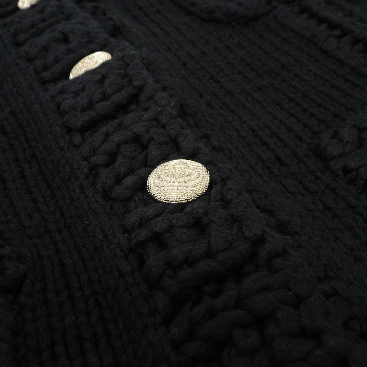 2022SS CHANEL Cardigan Long-sleeved knit COCO Mark buttons Noir (Black) Cotton/Silk #40 P72727[ALMOST NEW][Authentic]