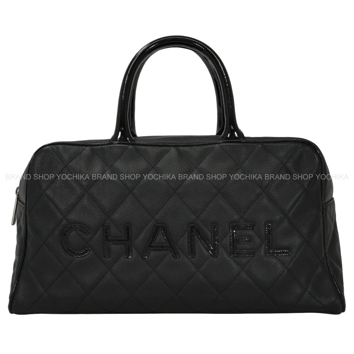 [Pre-loved] CHANEL Handbag Bowling Matelasse logo Noir (Black) Graind Calf(Caviarskin) Antique Silver HW A15685[USED A][Authentic]