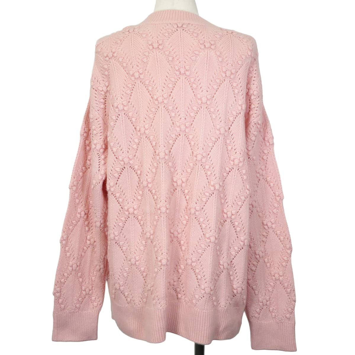 2021AW CHANEL Cardigan Women's long-sleeved COCO Mark heart rhinestone buttonsLight pink Silk/Cashmere #44 Silver HW P71400[EXCELLENT][Authentic]