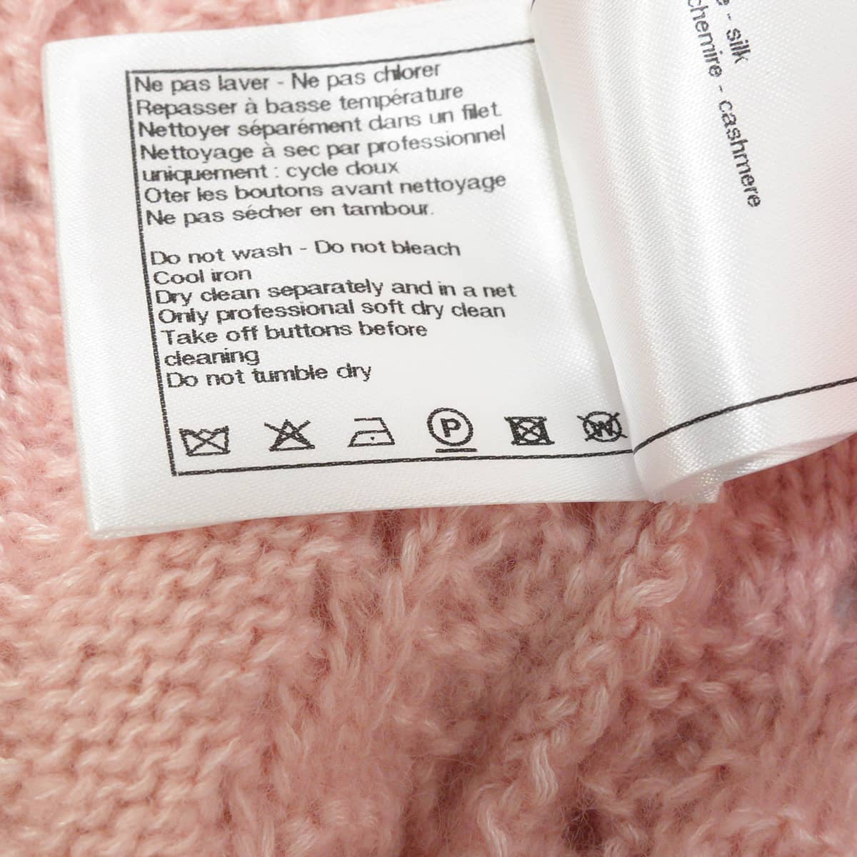 2021AW CHANEL Cardigan Women's long-sleeved COCO Mark heart rhinestone buttonsLight pink Silk/Cashmere #44 Silver HW P71400[EXCELLENT][Authentic]