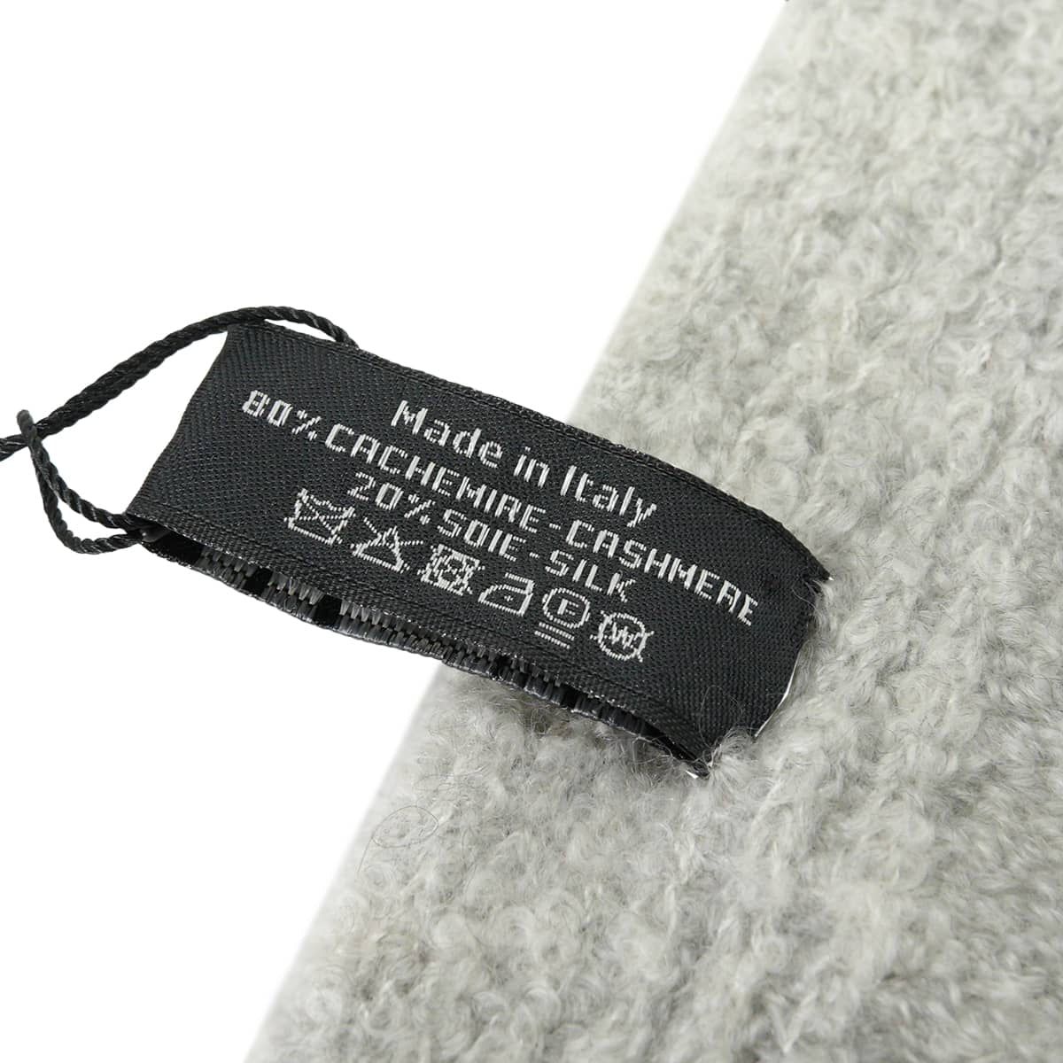 CHANEL muffler COCO Mark patch Two-tone Grey/Noir (Black) Cashmere/Silk AA8517[EXCELLENT][Authentic]