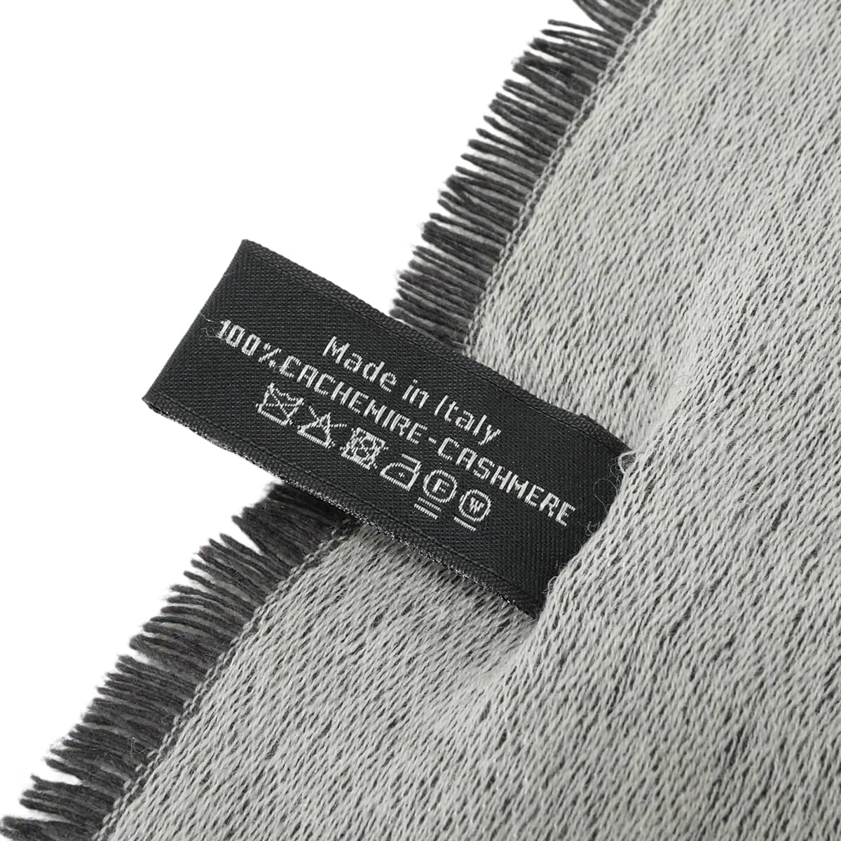 [Pre-loved] CHANEL Stall Large Logo & COCO Mark Big Fringe BeigeCharcoal Cashmere[LIKE NEW][Authentic]
