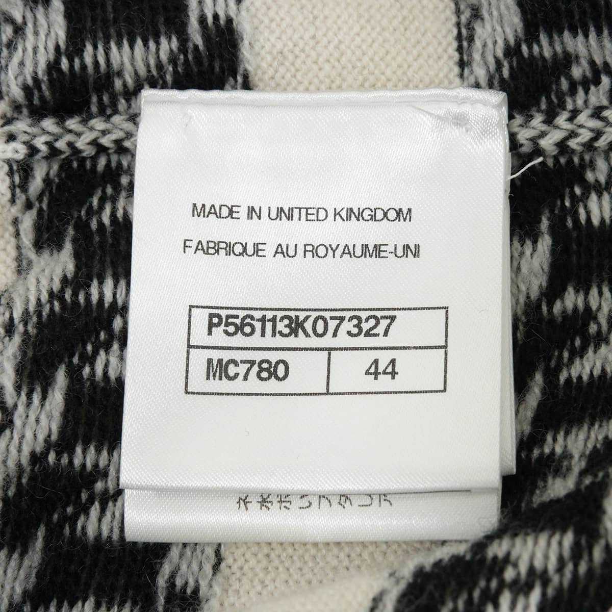 [Pre-loved] 2017SS CHANEL Cardigan Long-sleeved chain jacquard stripes COCO Mark buttonsOff-white/Black Cashmere #44 Silver HW P56113[LIKE NEW][Authentic]