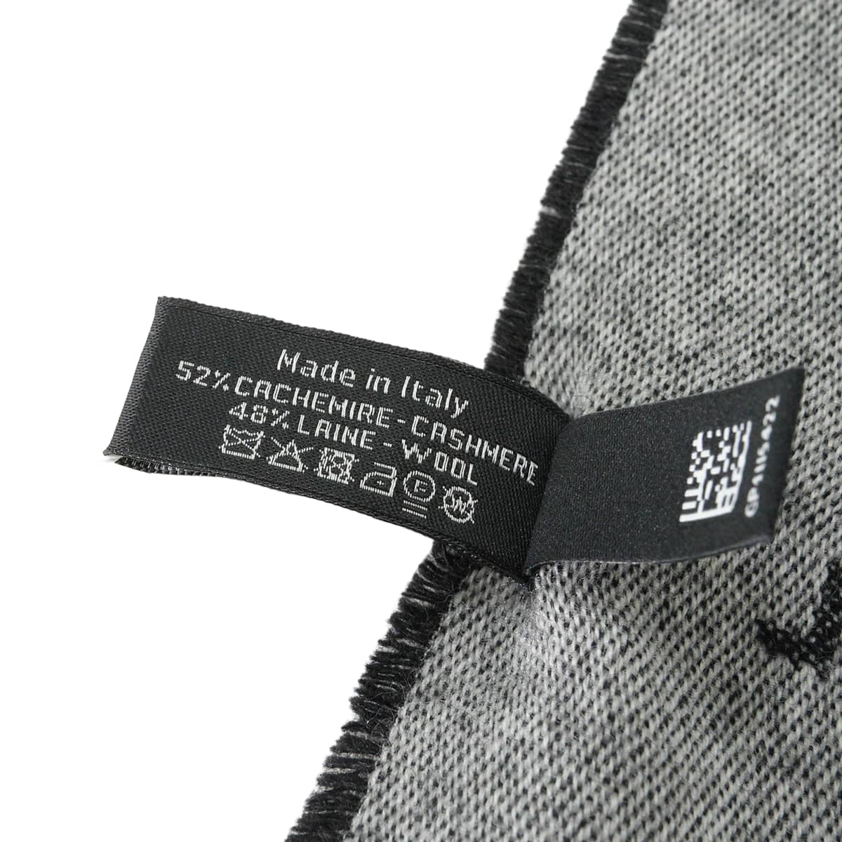 2023AW CHANEL Stall Large COCO Mark logo fringe Noir (Black)/Grey/Blanc (White) Cashmere/Wool[EXCELLENT][Authentic]