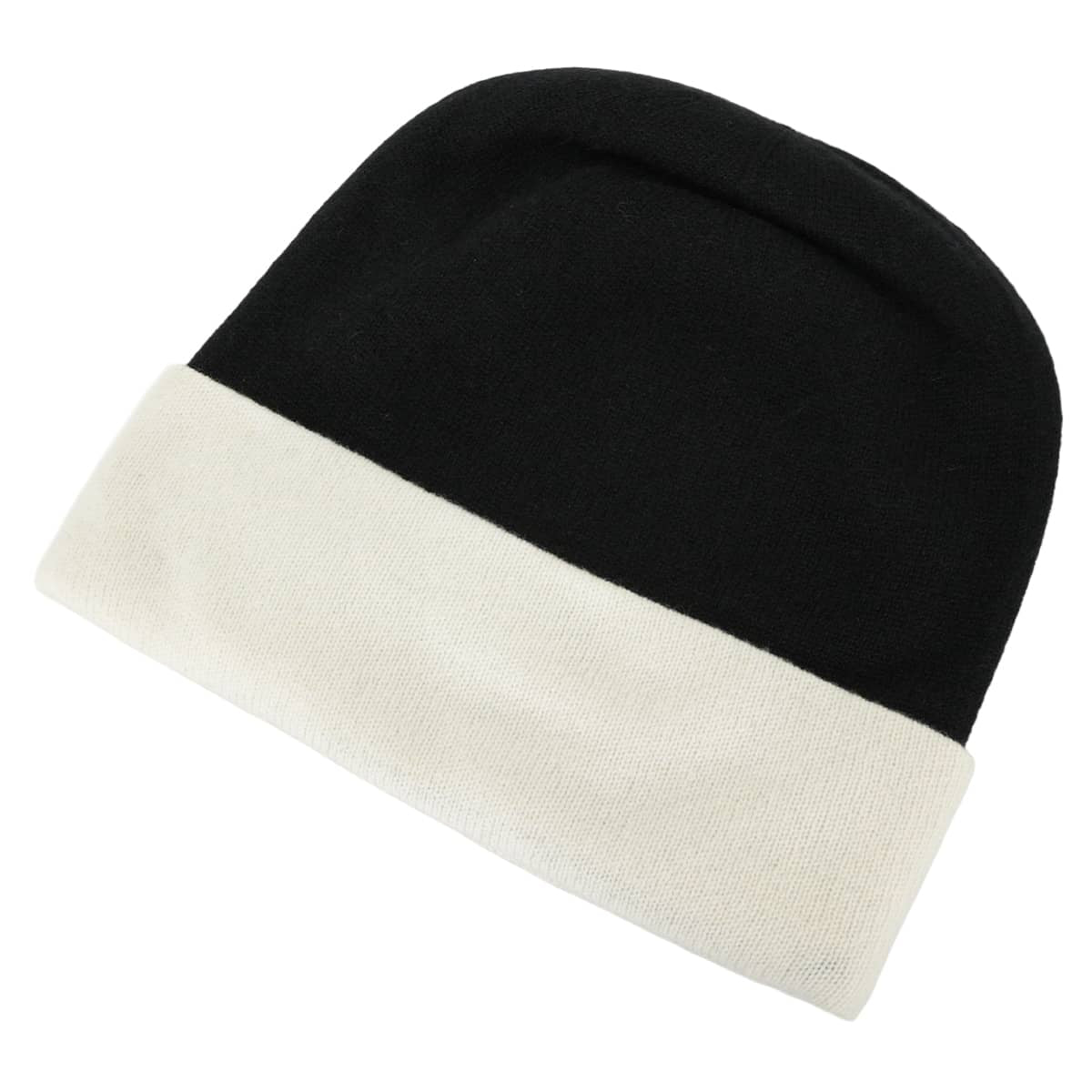 2022AW CHANEL Knit cap COCO Mark two-tone #50 Noir (Black)/Blanc (White) Cashmere[EXCELLENT][Authentic]