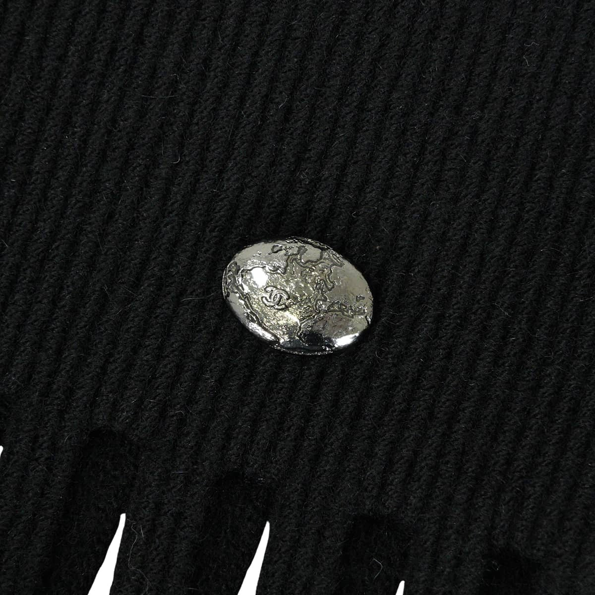 2017 Cruise Collection CHANEL One‐piece dress Crew neck three-quarter sleeve cutout space button	 Noir (Black) Wool/Angola/Nylon/Elastane #50 Silver HW P57808[EXCELLENT][Authentic]