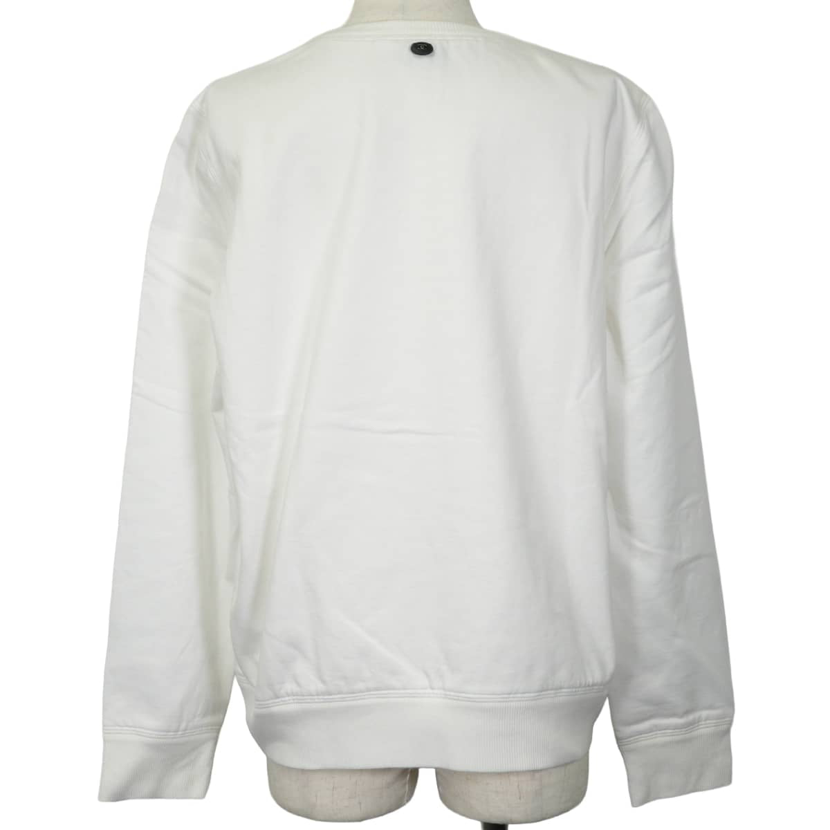 [Pre-loved] CHANEL Tops Sweatshirt Trainer Logo Print Gabrielle Chanel COCO Mark Blanc (White)/Navy/Noir (Black) Cotton Elastane #46 P57408[LIKE NEW][Authentic]