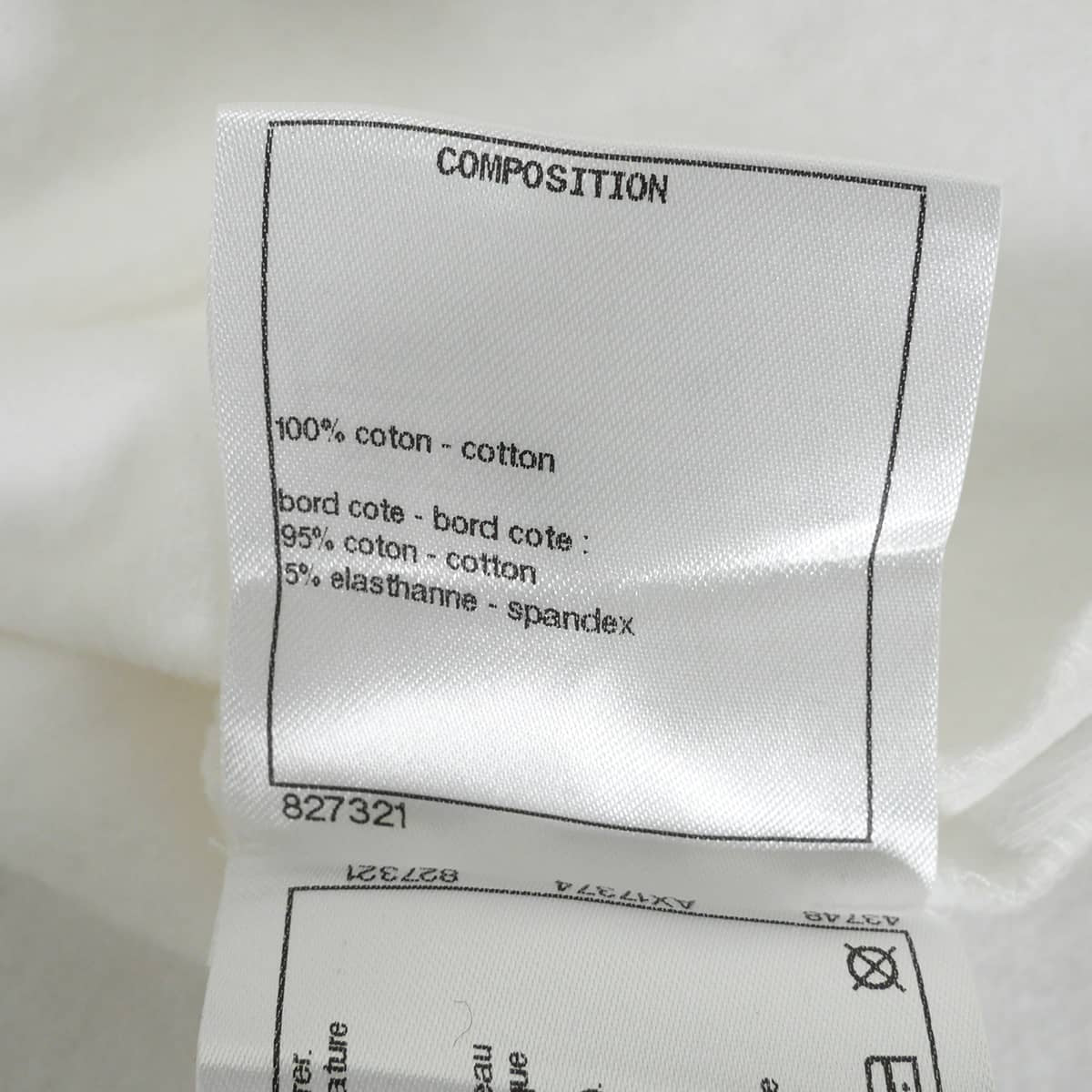 [Pre-loved] CHANEL Tops Sweatshirt Trainer Logo Print Gabrielle Chanel COCO Mark Blanc (White)/Navy/Noir (Black) Cotton Elastane #46 P57408[LIKE NEW][Authentic]