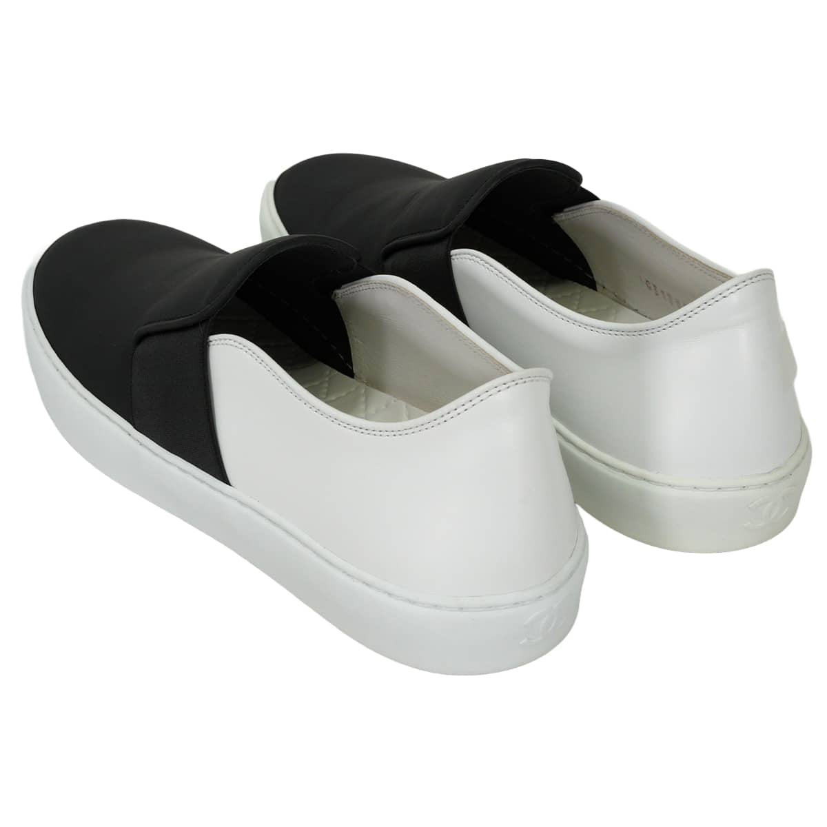 2016SS CHANEL sneakers Slip-on shoes COCO Mark two-tone color Noir (Black)/Blanc (White) leather #37 G31713[EXCELLENT][Authentic]