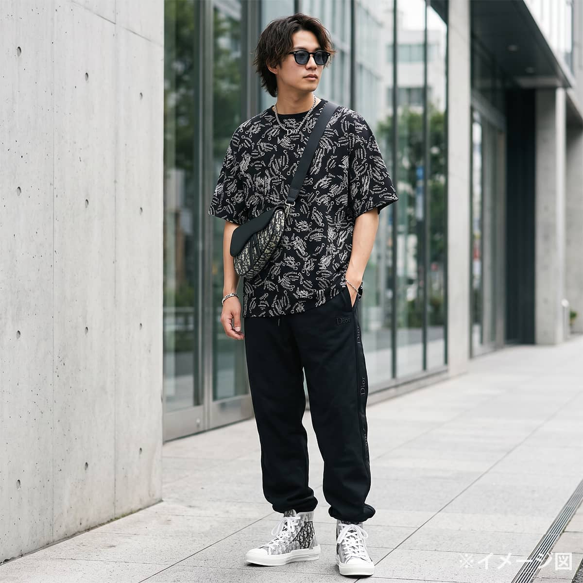 2018AW Dior Short sleeve t shirt Dior Homme Men's Atelier Logo All-Over Print Noir (Black)/Blanc (White) Cotton #L 8B3J611A0511[EXCELLENT][Authentic]